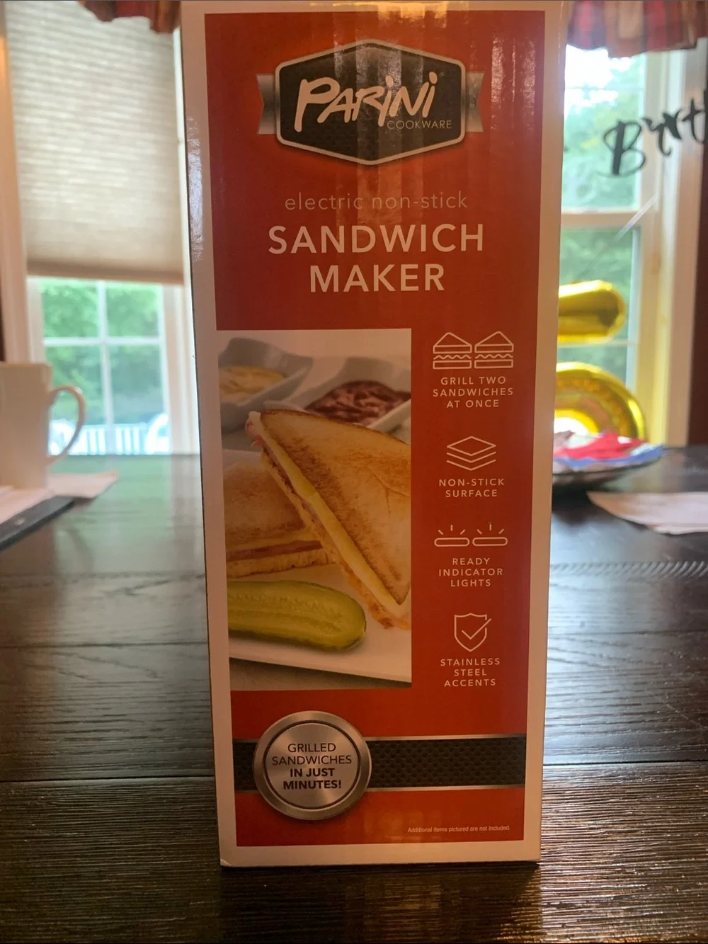 NEVER USED! Parini Black Electric Sandwich Maker - 2-Sandwich Non-Stick Grill